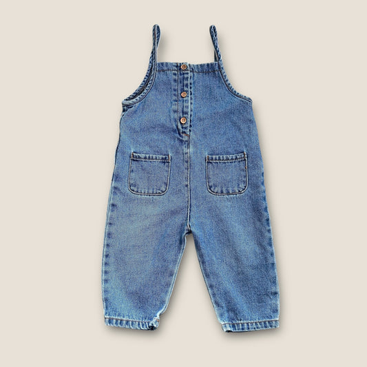 12-18 Months Zara Blue Denim Dungarees Romper Suit