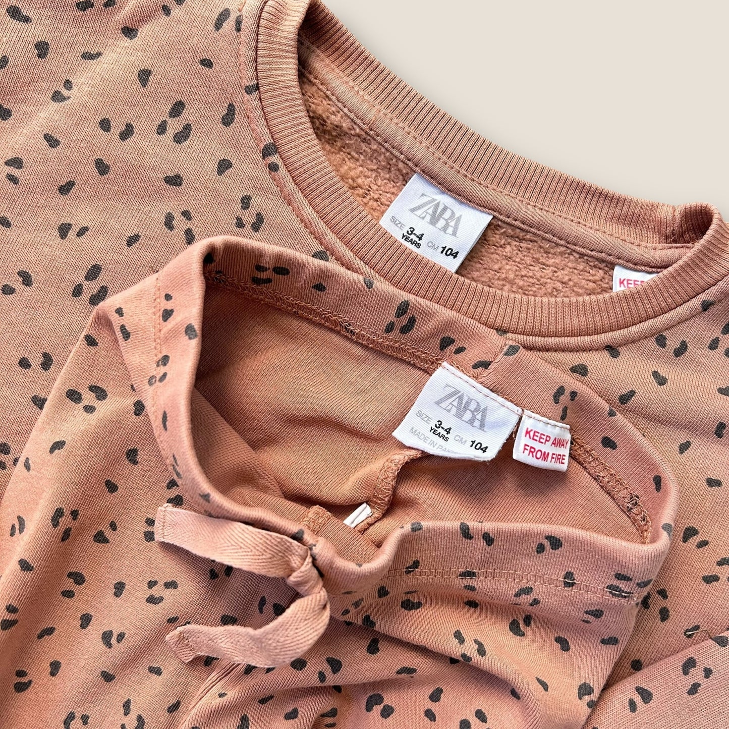 3-4 Years Zara Rust Leopard Print Sweatshirt and Leggings Co ord Set