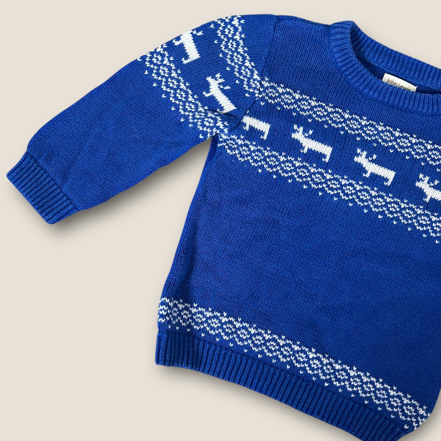 0-3 Months John Lewis Baby Blue Fair Isle Christmas Jumper