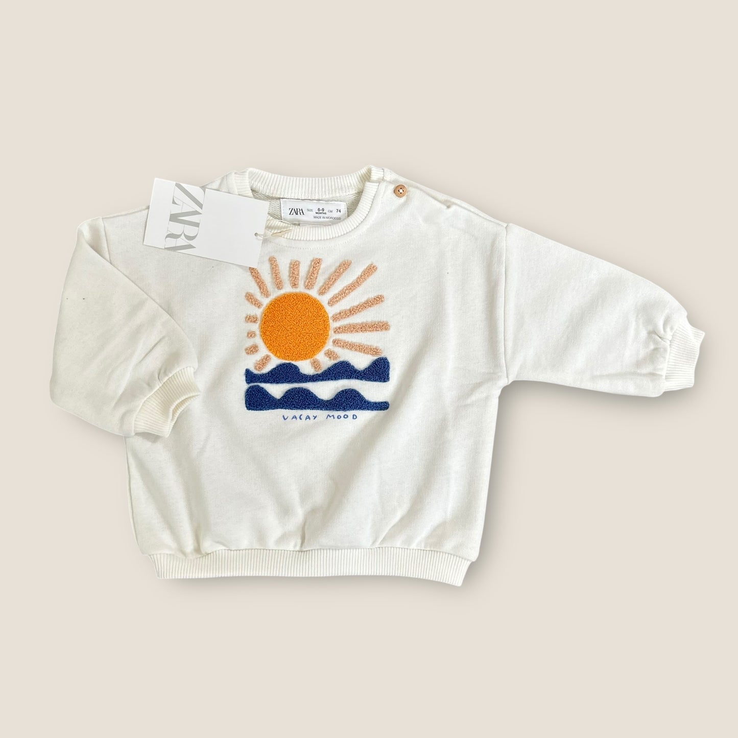 6-9 Months Zara Cream Sunshine Sweatshirt New