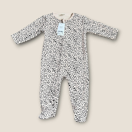 9-12 Months Next Beige Leopard Print Sweatshirt Sleepsuit All in one New