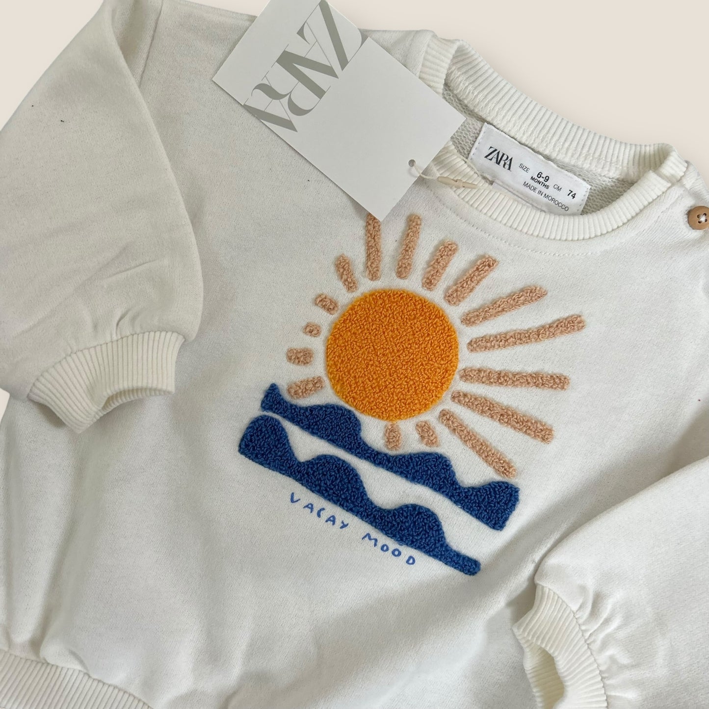 6-9 Months Zara Cream Sunshine Sweatshirt New