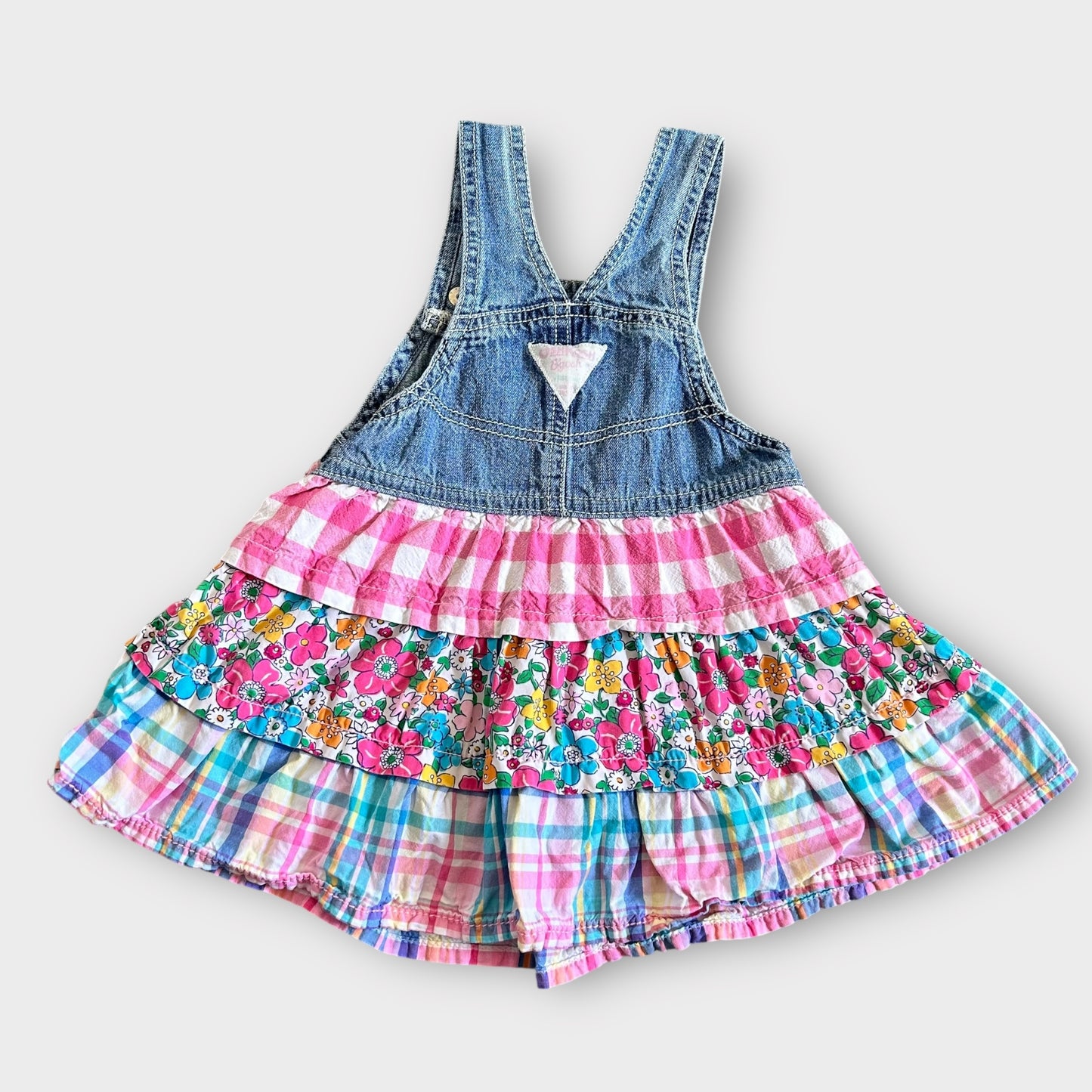 18-24 Months Vintage OshKosh Denim Floral Dungaree Dress