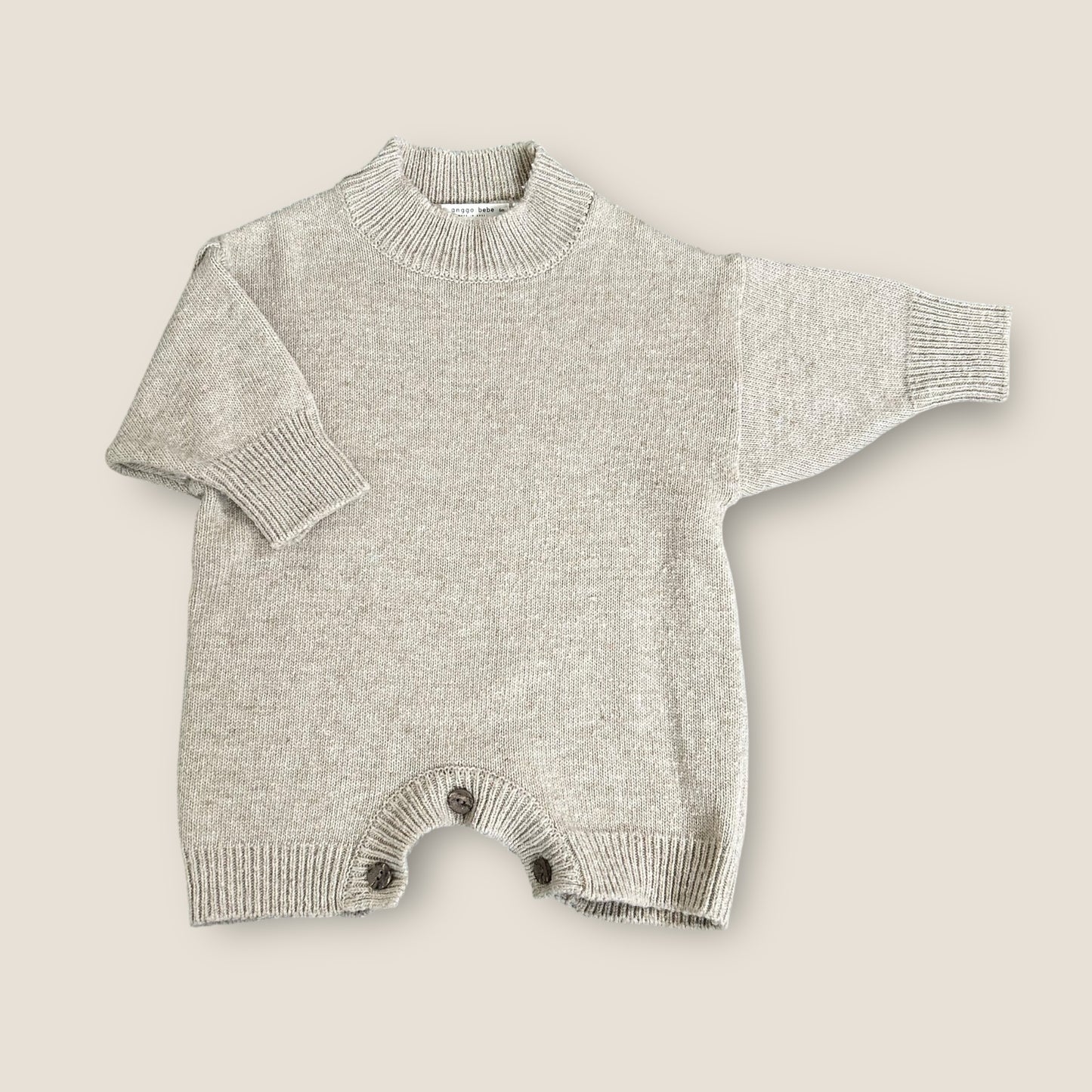 3-6 Months Anggo Bebe Korean Fashion Beige Knitted Romper Suit