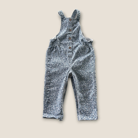 12-18 Months M&S Blue Floral Dungarees Romper Suit