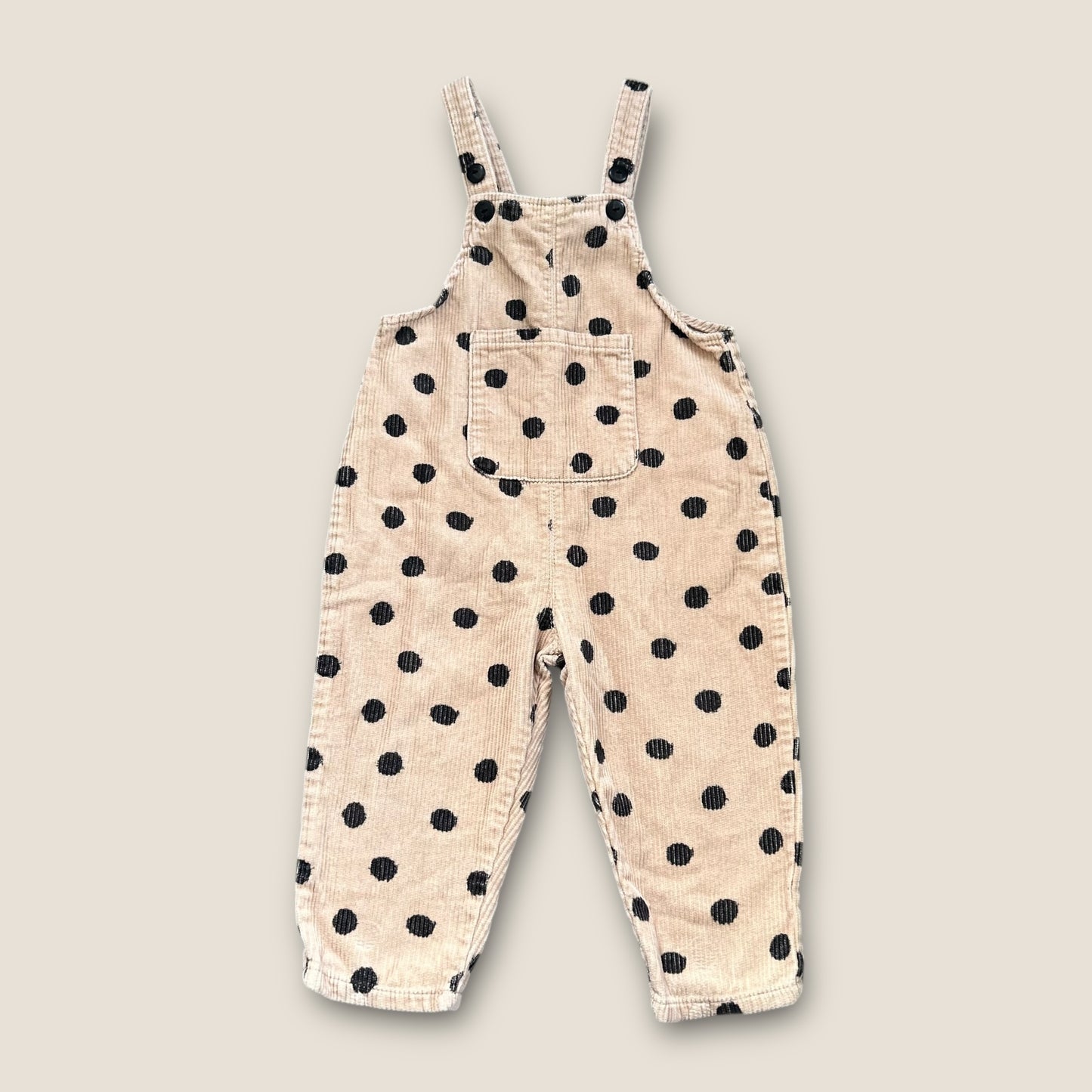 18-24 Months Zara Unisex Beige Polka Dot Corduroy Dungarees