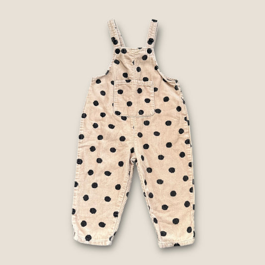 18-24 Months Zara Unisex Beige Polka Dot Corduroy Dungarees