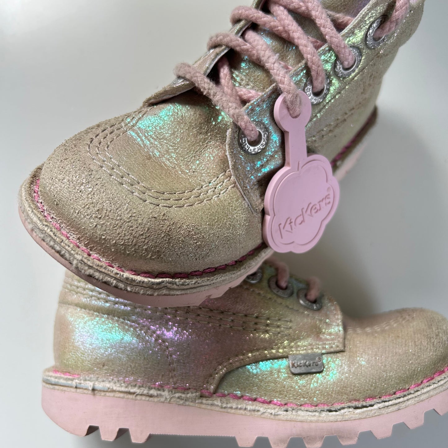 UK infant 12 EU 30 Kickers Boots Pink Pearlescent Shoes