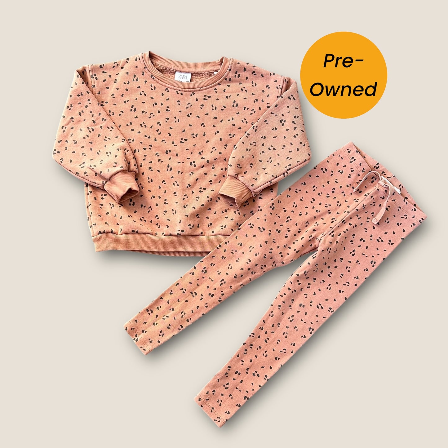 3-4 Years Zara Rust Leopard Print Sweatshirt and Leggings Co ord Set