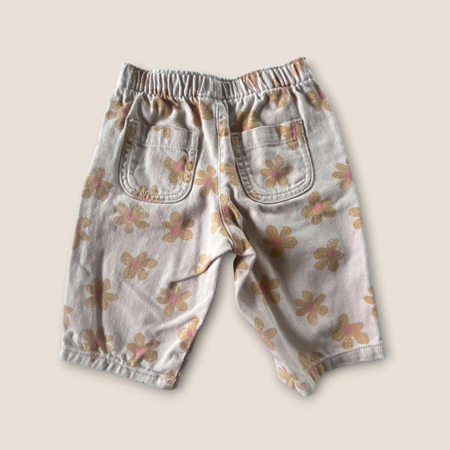 3-6 Months Next Yellow Beige Floral Wide Jeans