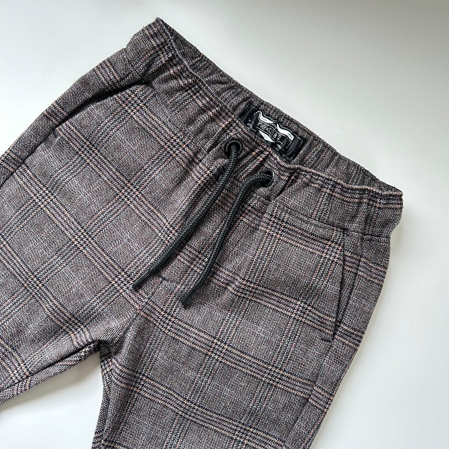 6-9 Months Next Brown Checkered smart joggers Trousers