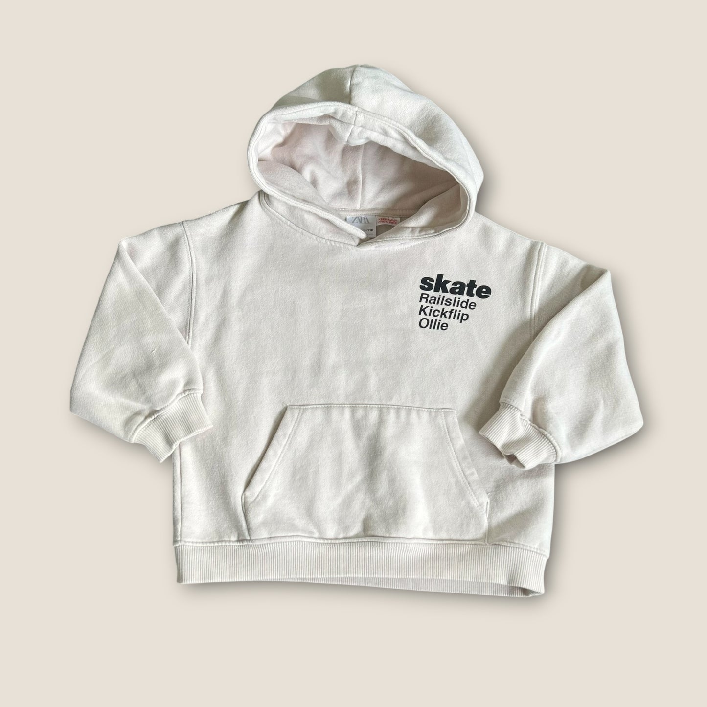 4-5 Years Zara Cream Skate Graphic Sweatshirt Hoodie
