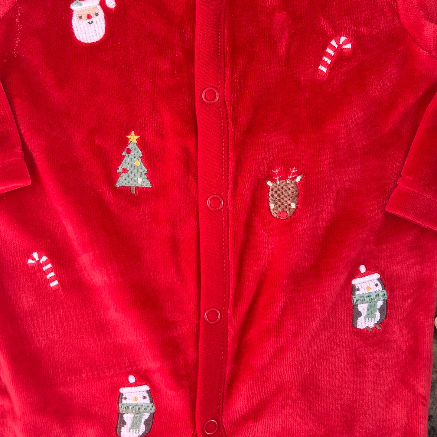 6-9 Months Nutmeg Red Velour Christmas Sleepsuit New with Tags