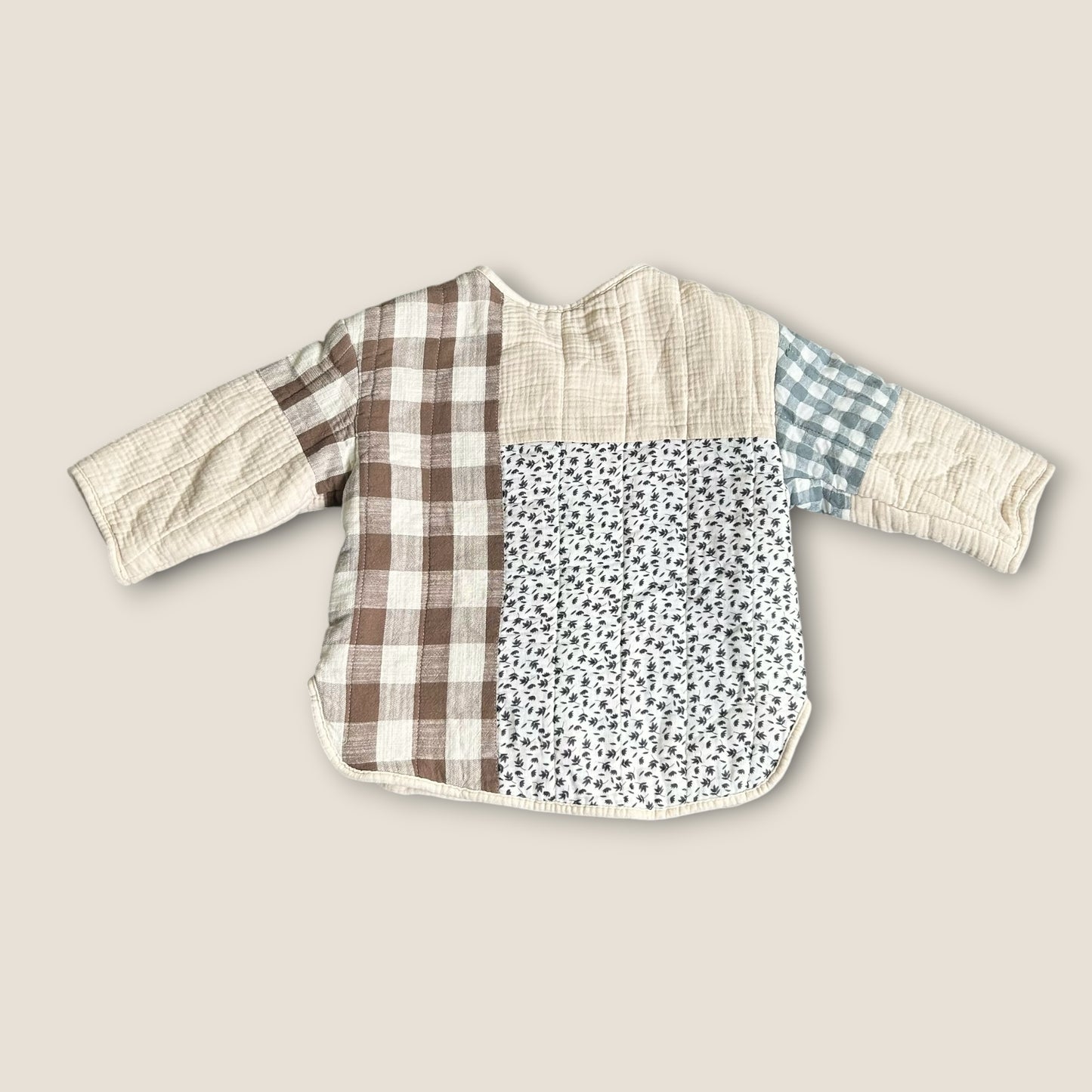 3-4 Years Zara Girls Beige Cream Patchwork Quilted Jacket