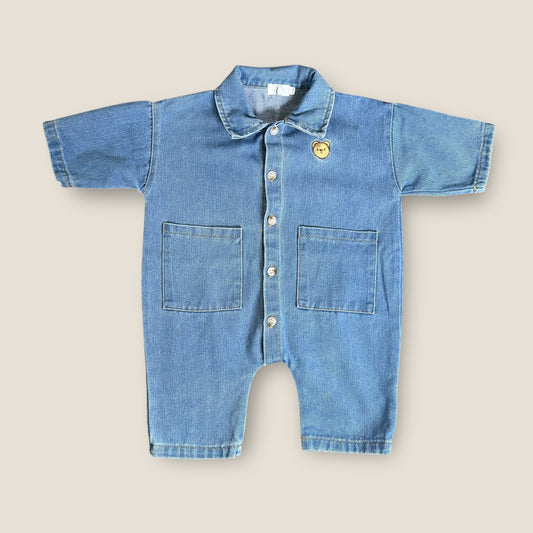 6-12 Months Cozy Crew Club Denim Romper Boiler Suit