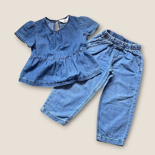 4-5 Years H&M Denim Two Piece Co Ord Set top and Jeans