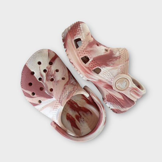 UK Infant Size 5 Pink Marbled Crocs Clog Sandals