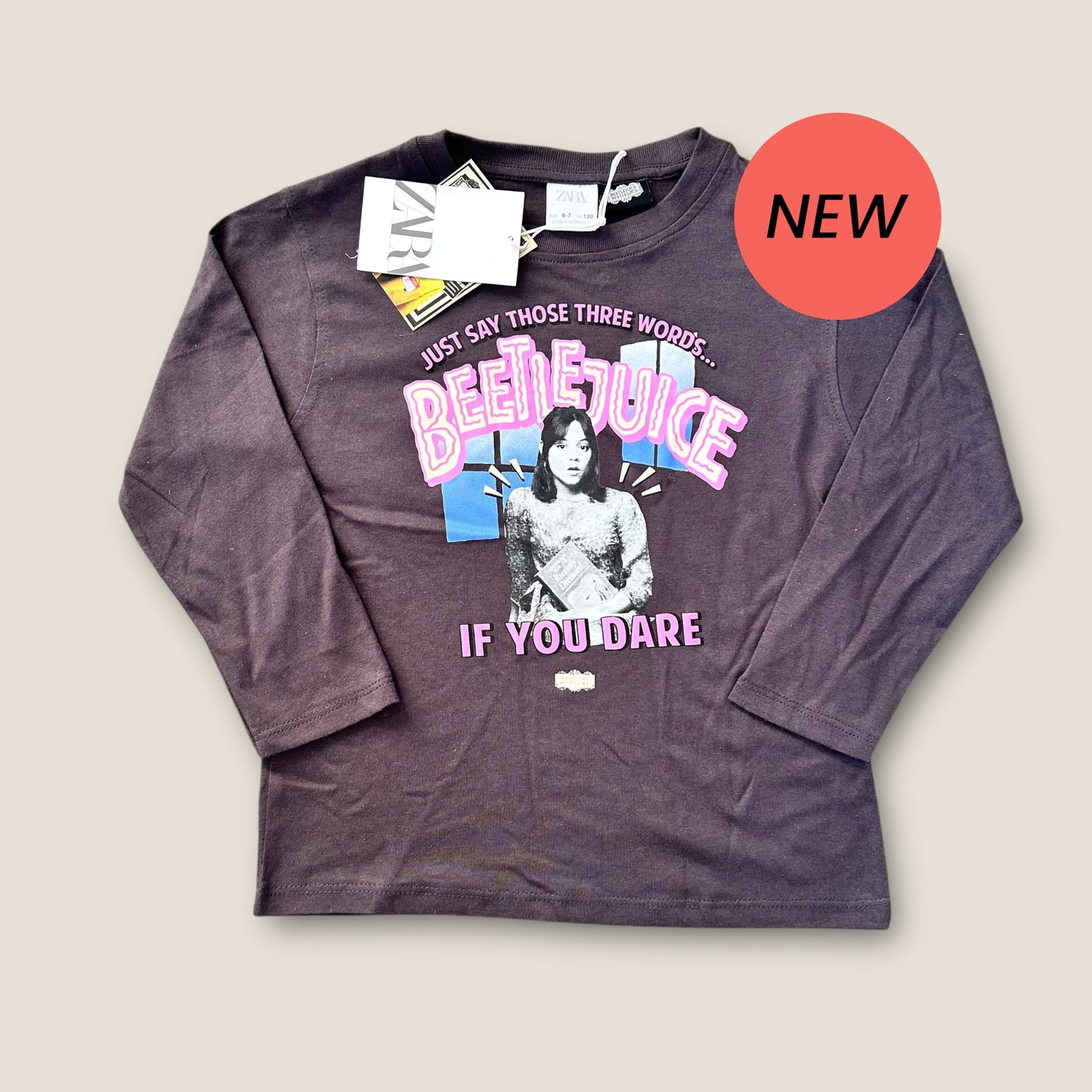 6-7 Years Zara X Beetlejuice Long Sleeve Graphic Top New