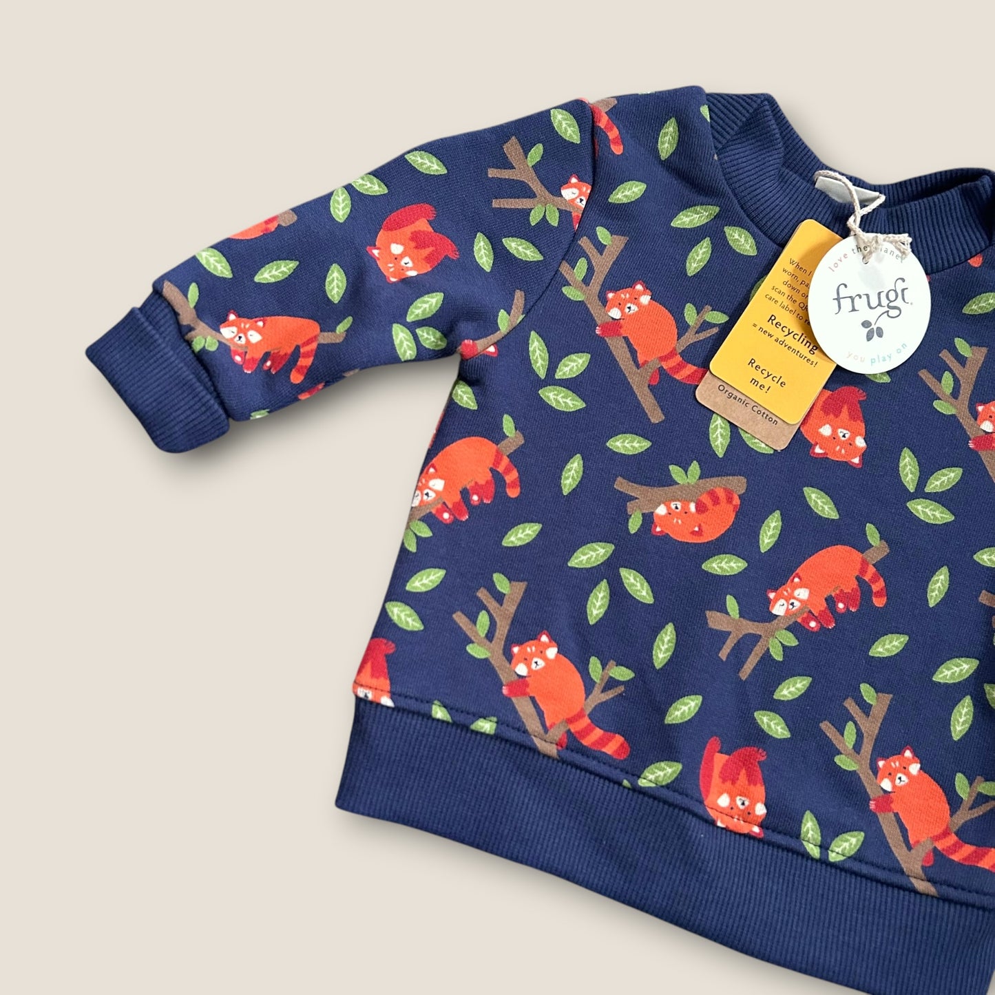 3-6 Months Frugi Navy Blue Red Panda Printed Sweatshirt New