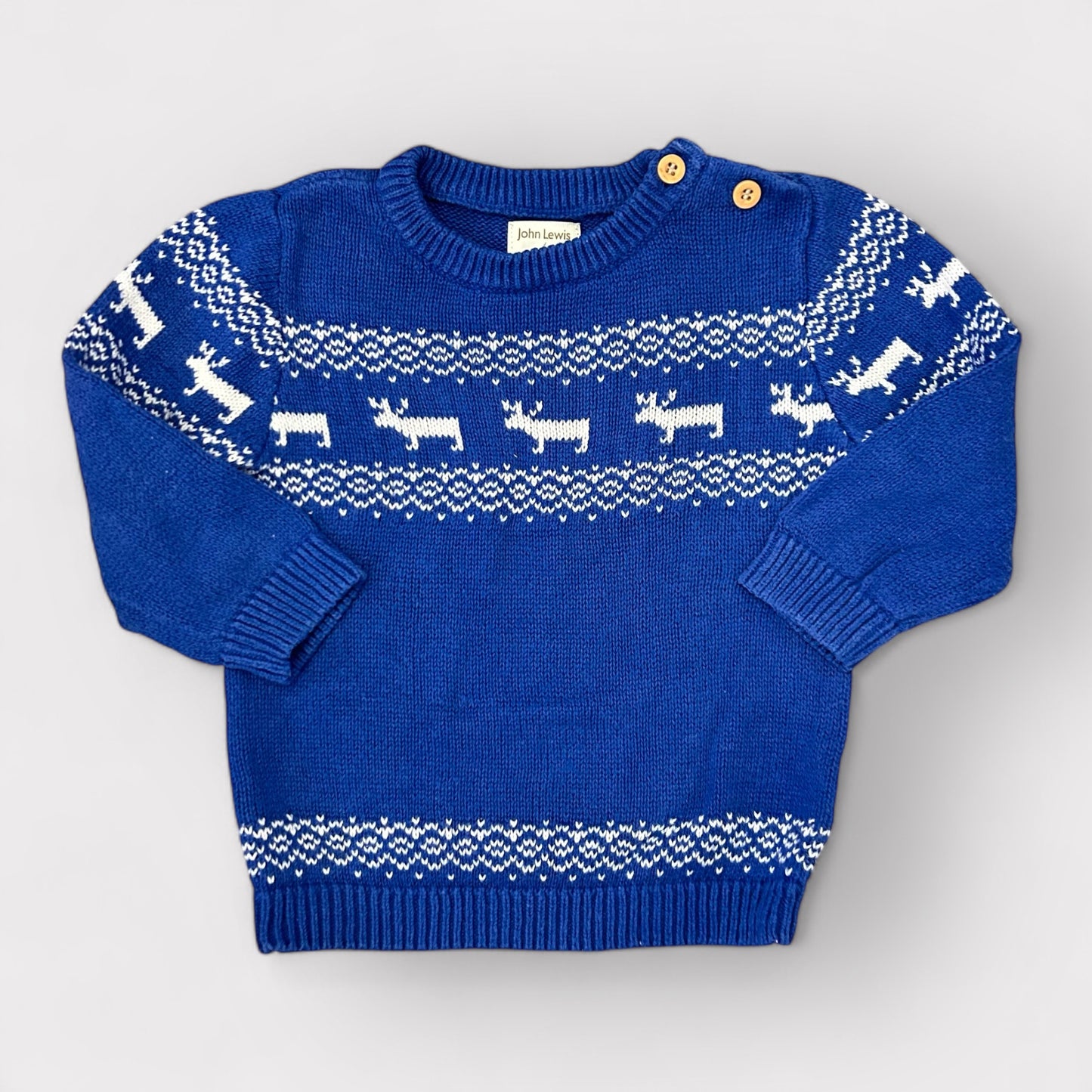 0-3 Months John Lewis Baby Blue Fair Isle Christmas Jumper