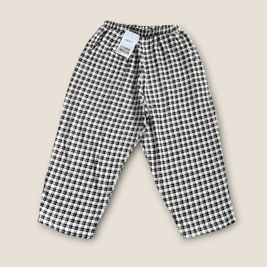 3-4 Years Next Black and White Checkered Wide Barrel Leg Trousers New