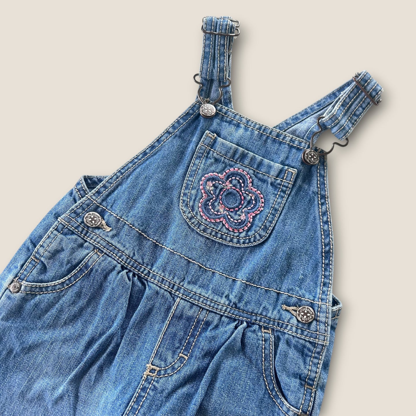 12-18 months Oshkosh Embroidered Floral Denim Dungarees