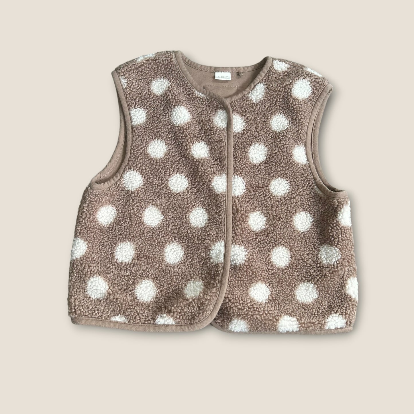 4-5 Years Next Beige Brown Polka Dot Sherpa Gilet Body Warmer Jacket