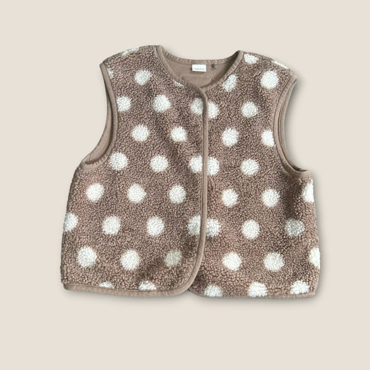 4-5 Years Next Beige Brown Polka Dot Sherpa Gilet Body Warmer Jacket