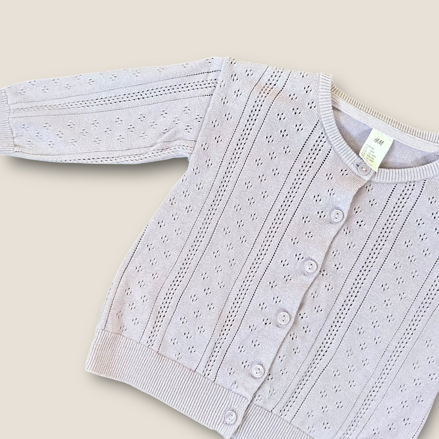 12-18 Months H&M Lilac Purple Fine Knit Pointelle Cardigan